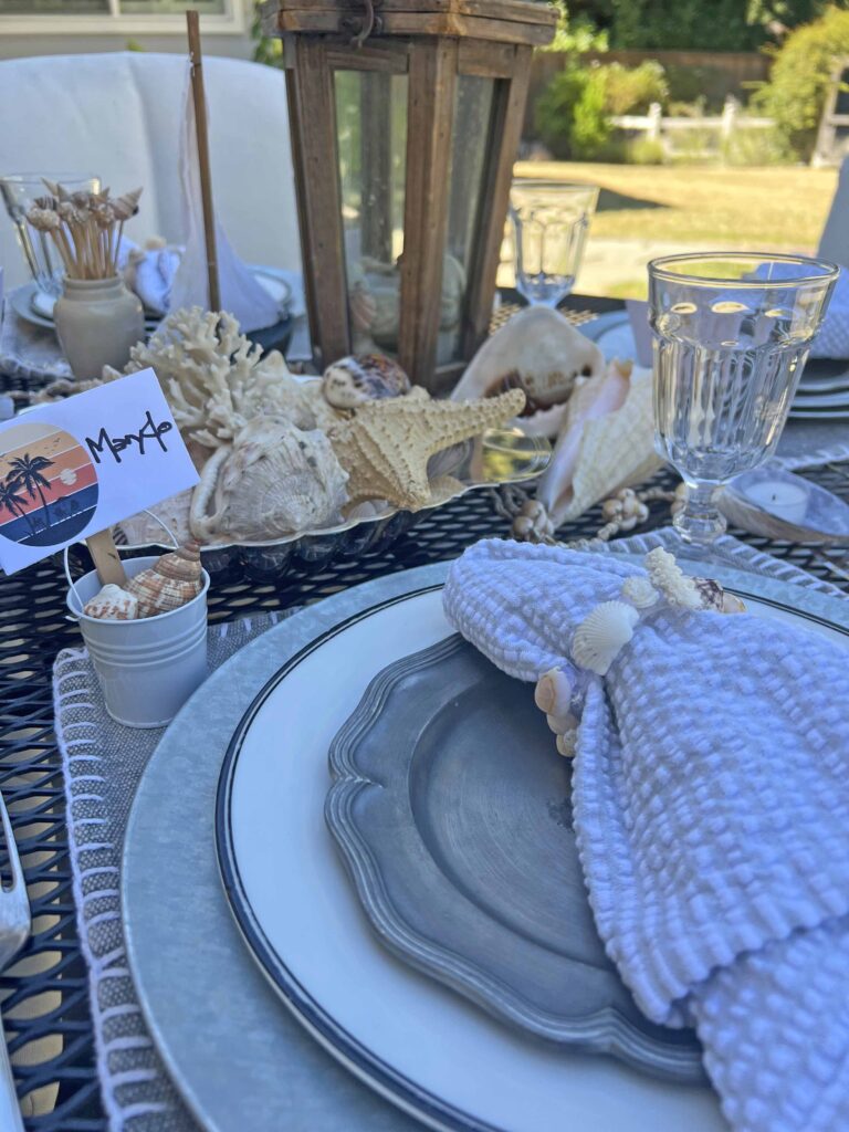 Beach inspired tablescape