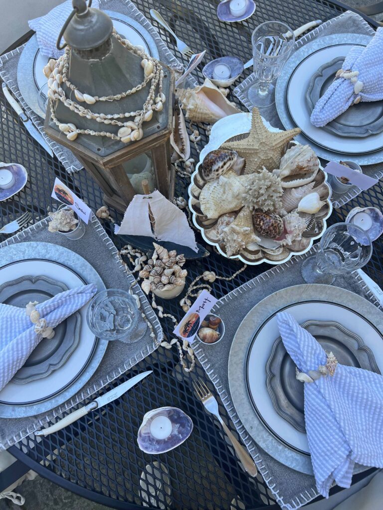 Beach inspired tablescape