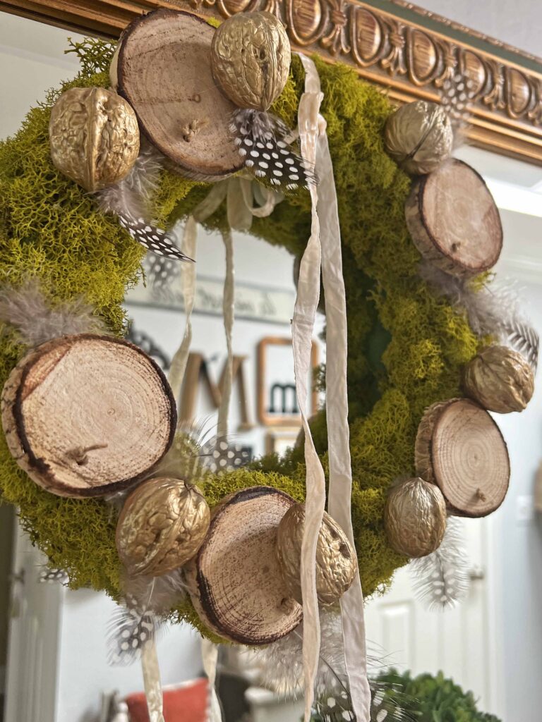 moss wreath DIY with organic touches