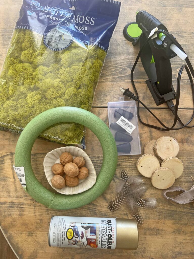 moss wreath DIY with organic touches