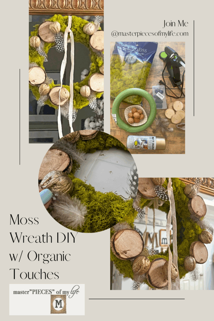 moss wreath DIY with organic touches