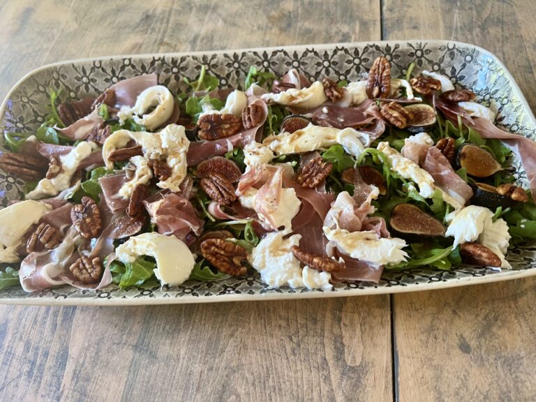 Arugula Salad with Brûlée Figs, Prosciutto & Burrata Recipe