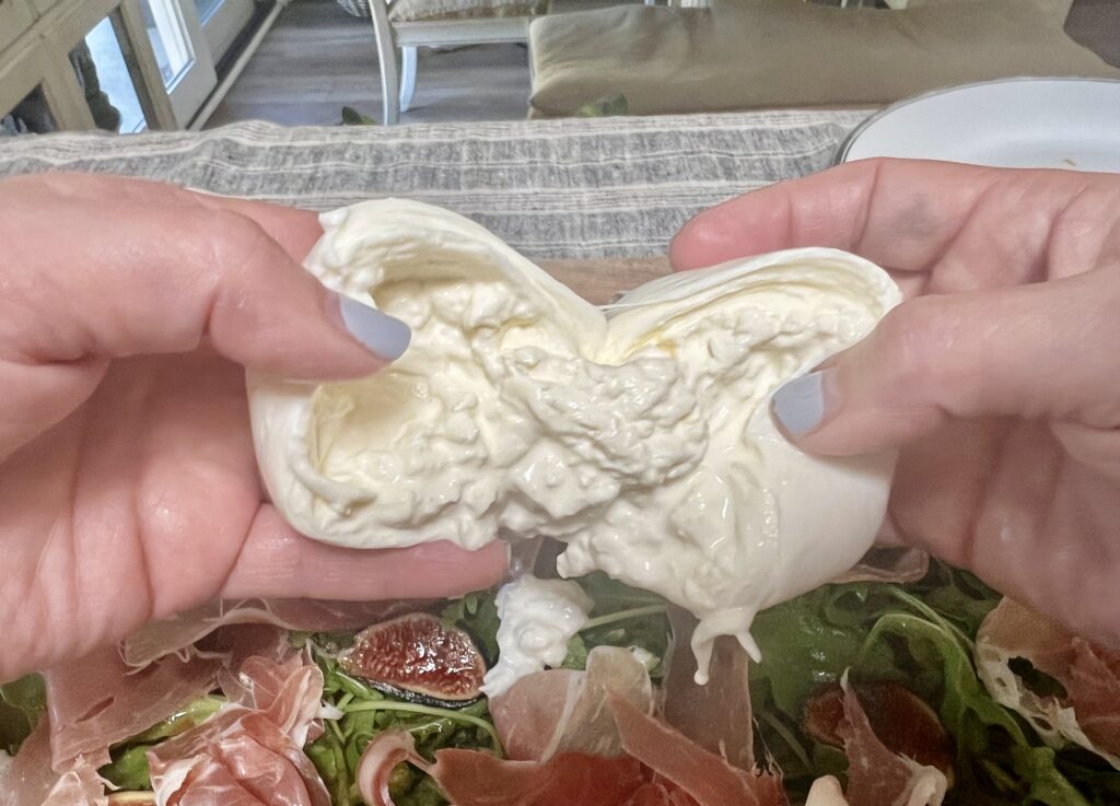 arugula, brûlée fig, prosciutto and burrata salad recipe