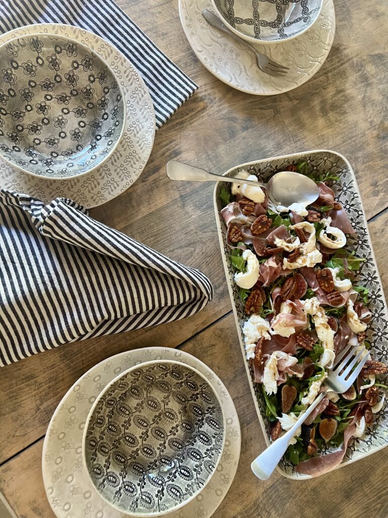 arugula, brûlée fig, prosciutto and burrata salad recipe