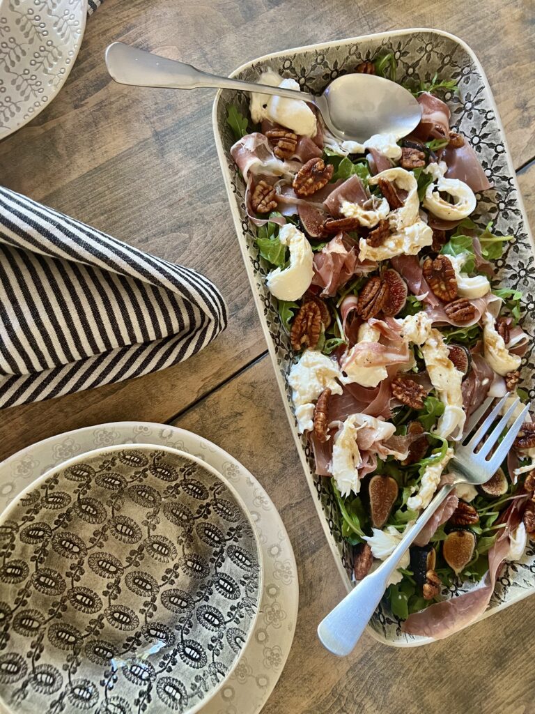 arugula, brûlée fig, prosciutto and burrata salad recipe