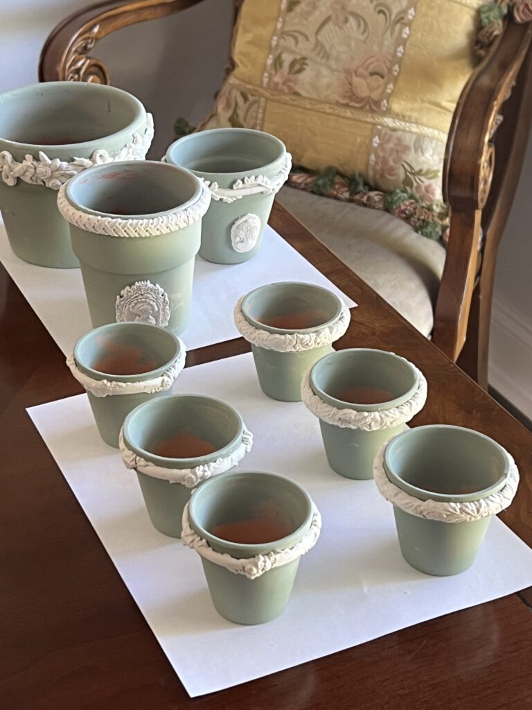 how to create faux green Wedgwood Jasperware Planters