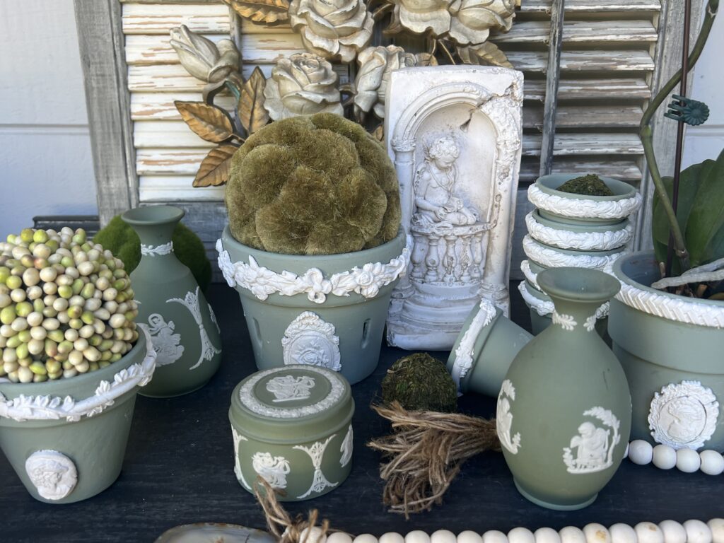 how to create faux green Wedgwood Jasperware Planters