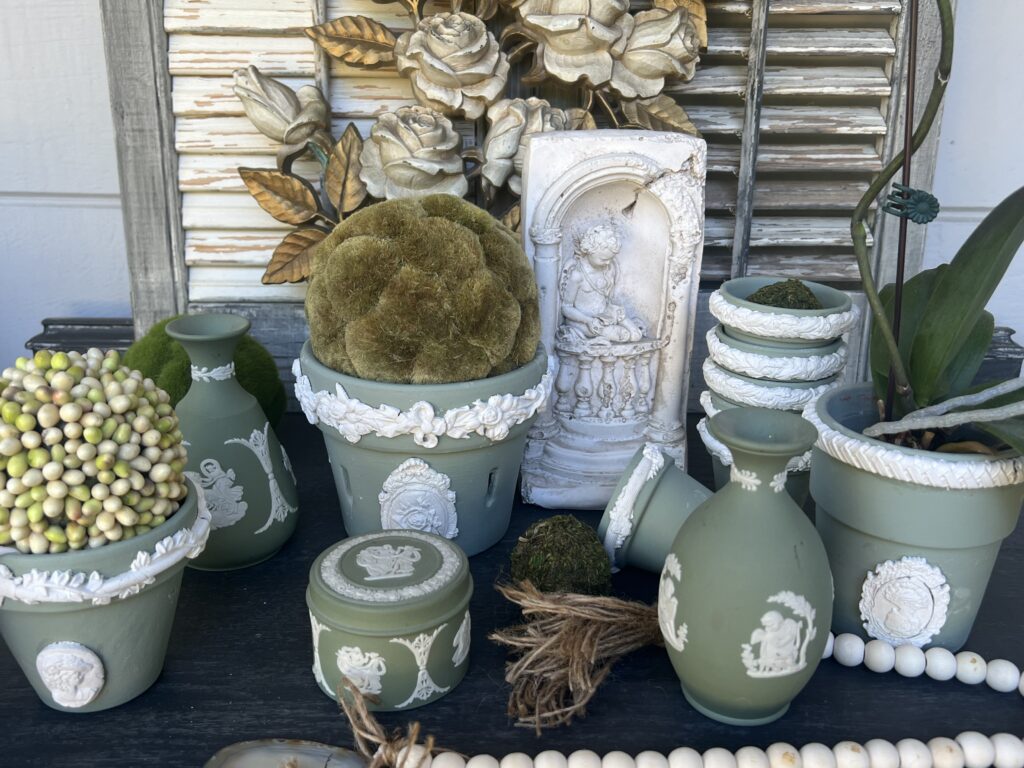 how to create faux green Wedgwood Jasperware Planters