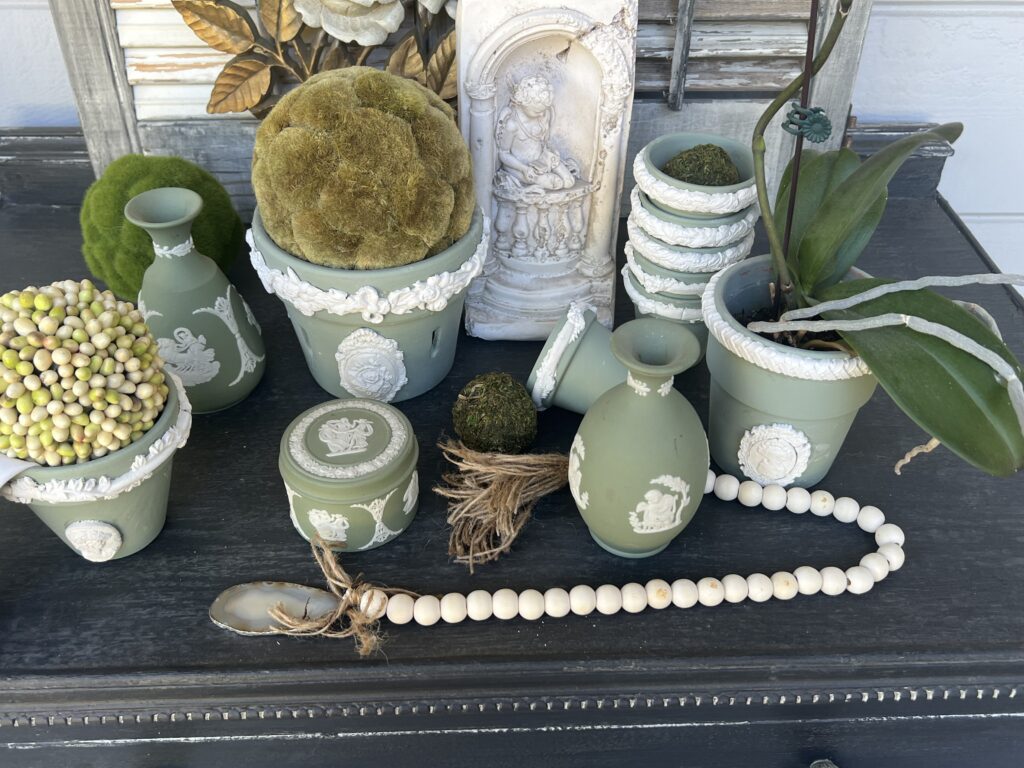 how to create faux green Wedgwood Jasperware Planters