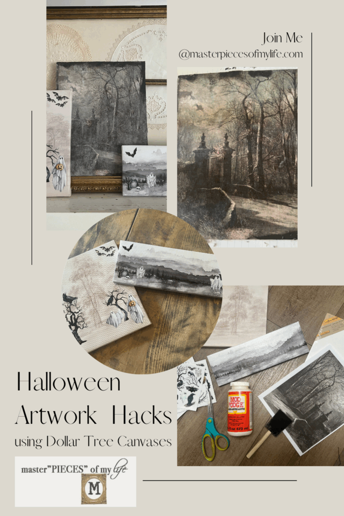 Halloween artwork hacks using Dollar Tree Canvases