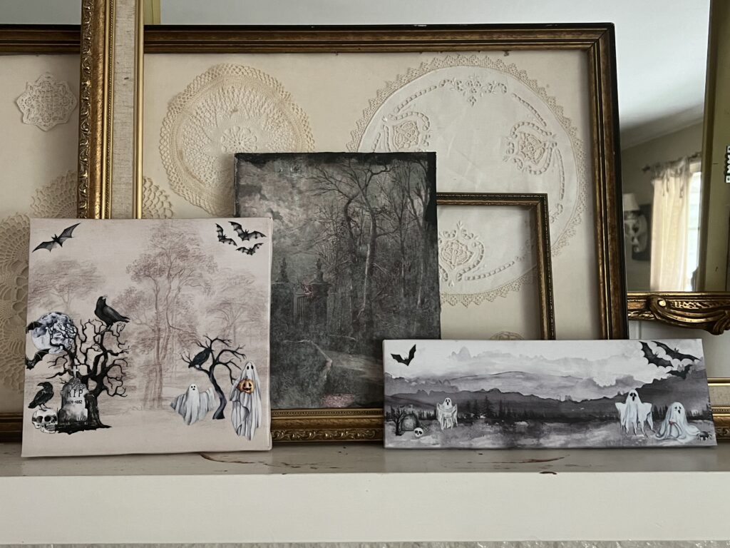 Halloween artwork hacks using Dollar Tree Canvases