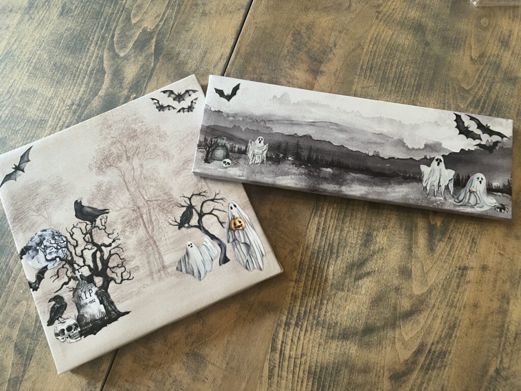 Halloween artwork hacks using Dollar Tree Canvases