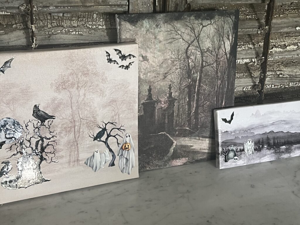 Halloween artwork hacks using Dollar Tree Canvases