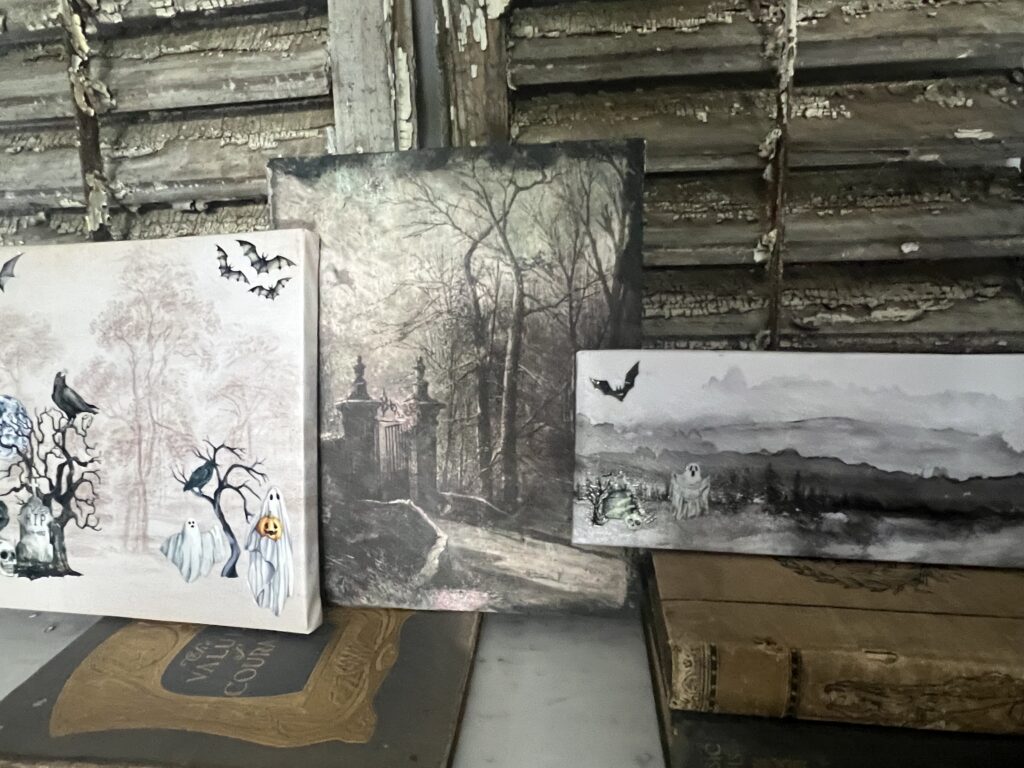 Halloween artwork hacks using Dollar Tree Canvases