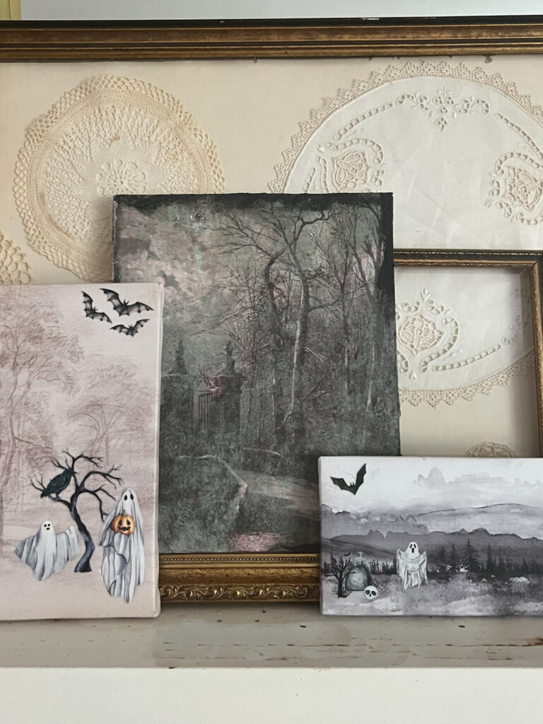 Halloween artwork hacks using Dollar Tree Canvases