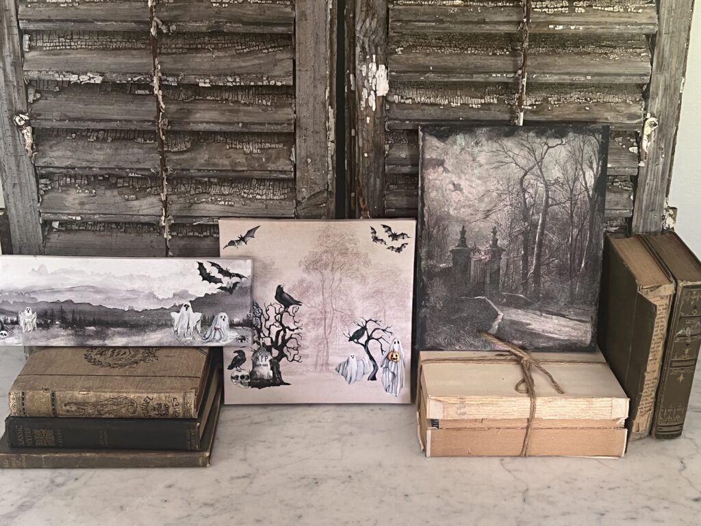 Halloween artwork hacks using Dollar Tree Canvases