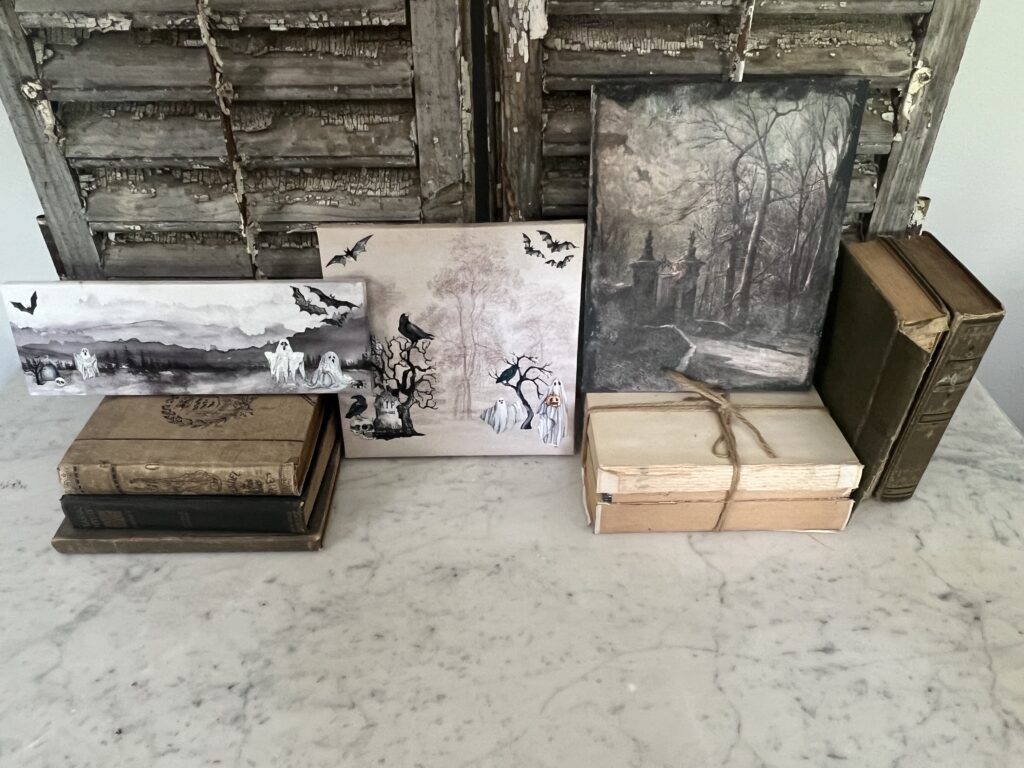 Halloween artwork hacks using Dollar Tree Canvases