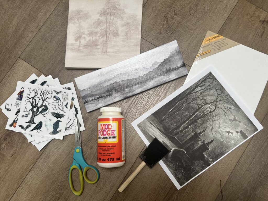 Halloween artwork hacks using Dollar Tree Canvases