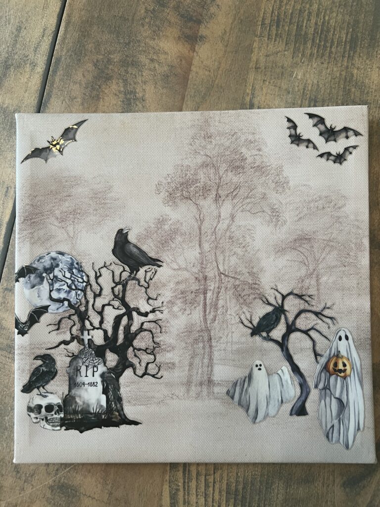 Halloween artwork hacks using Dollar Tree Canvases