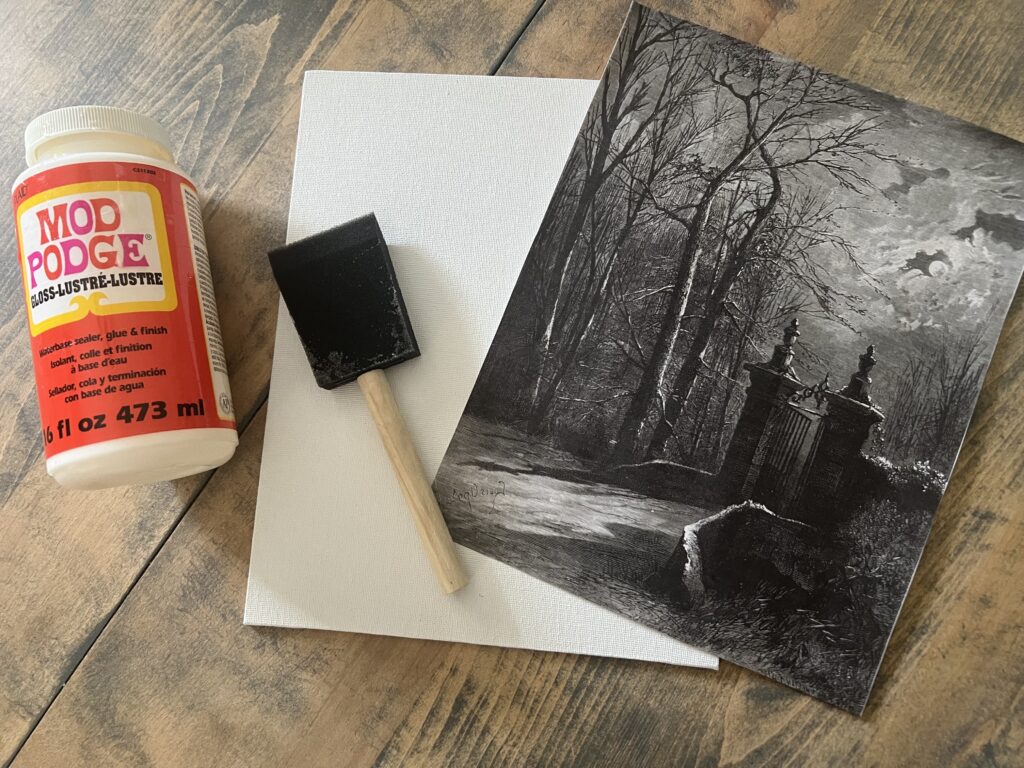 Halloween artwork hacks using Dollar Tree Canvases