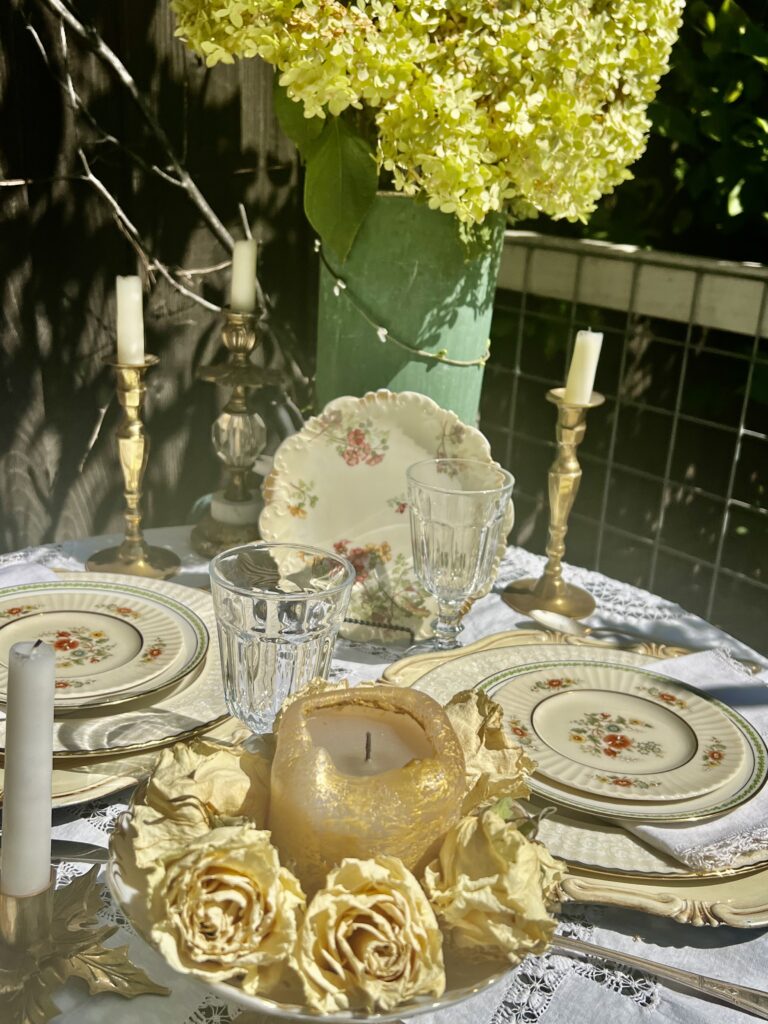 Setting a Thrifted Fall Garden Table