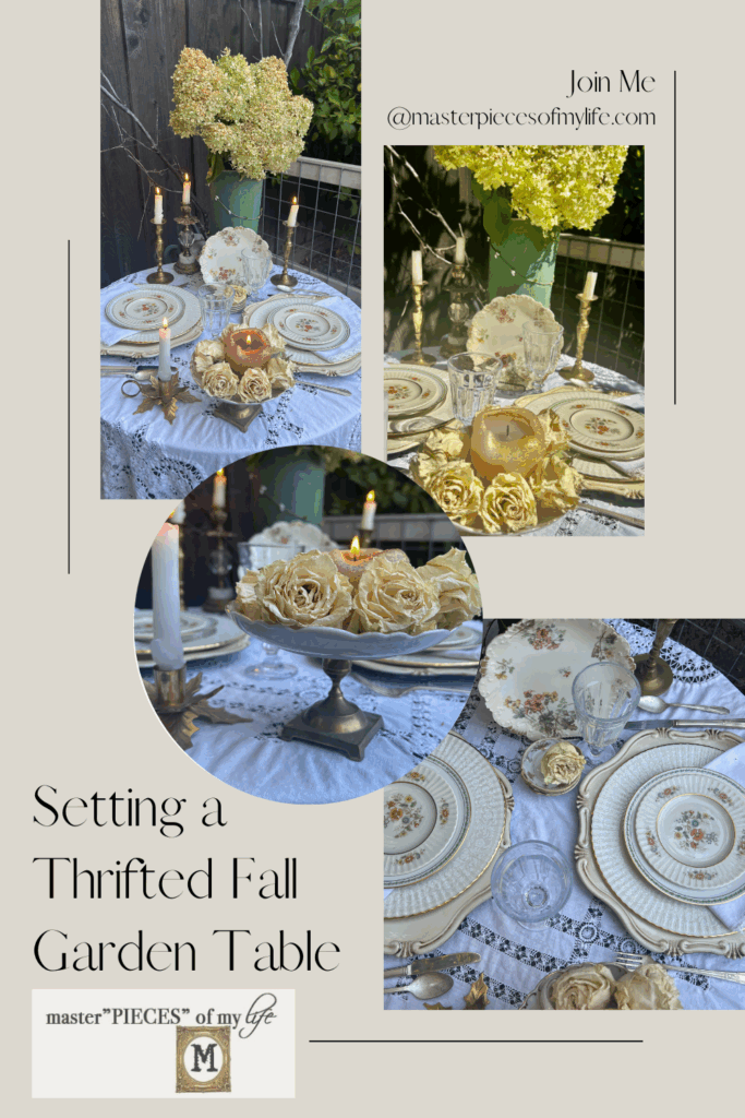 thrifted fall garden table setting Pinterest