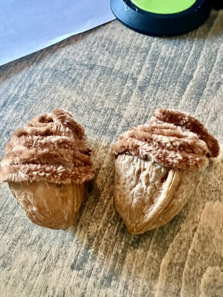 walnut yarn acorn DIY