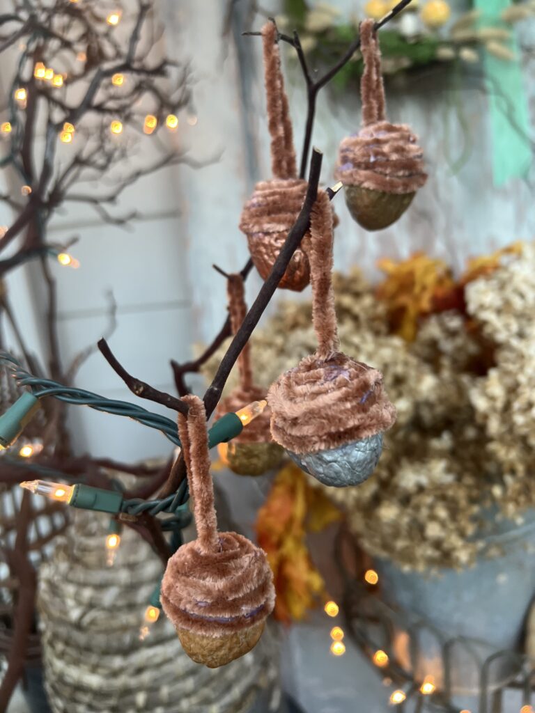 walnut yarn acorn DIY