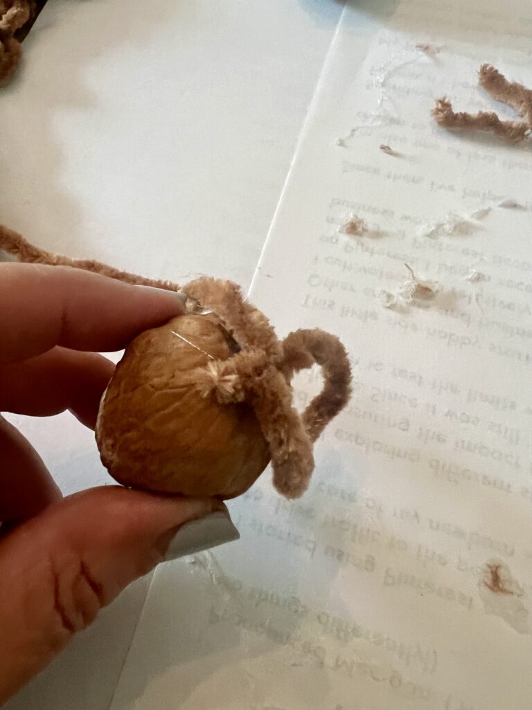 walnut yarn acorn DIY