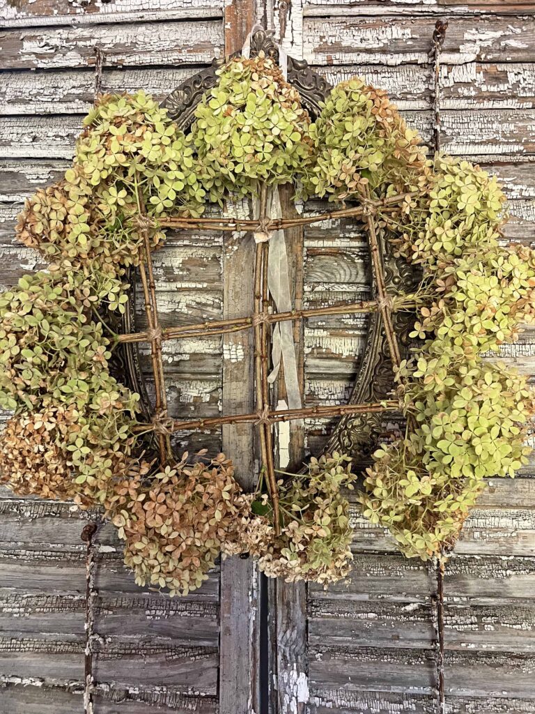 organic hydrangea wreath DIY