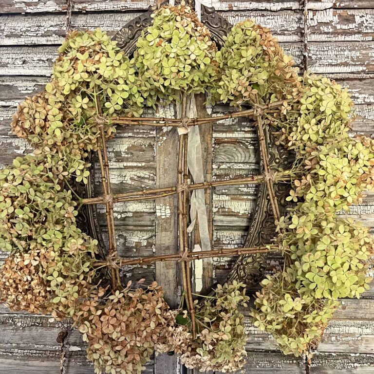 Easy Organic Hydrangea Wreath DIY