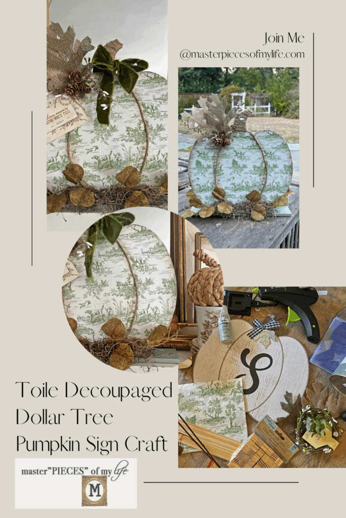 toile decoupaged DT pumpkin sign Pinterest