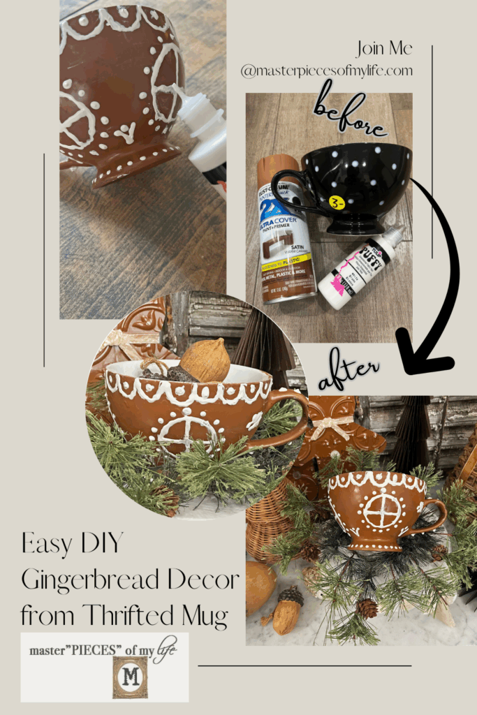 gingerbread decor from thrifted mug Pinterest