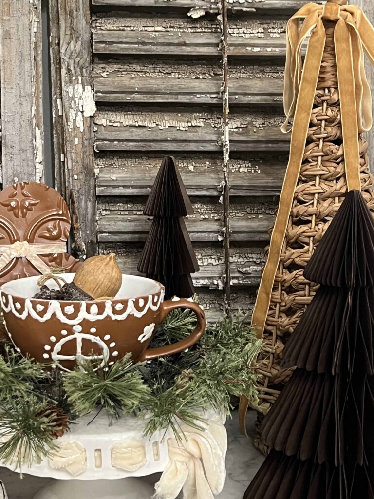 gingerbread decor from thrifted mug
