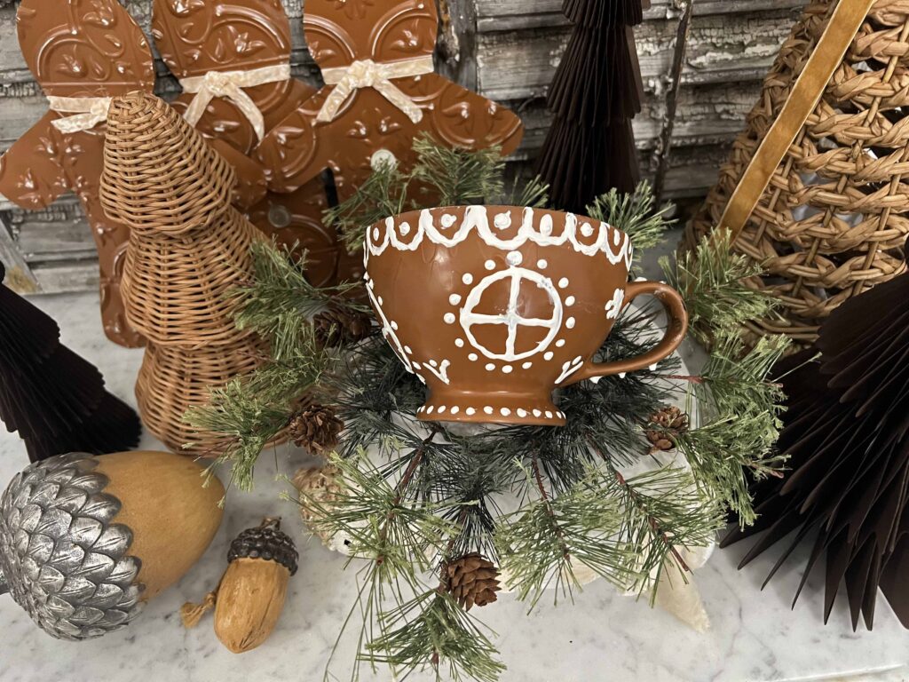 gingerbread decor from thrifted mug