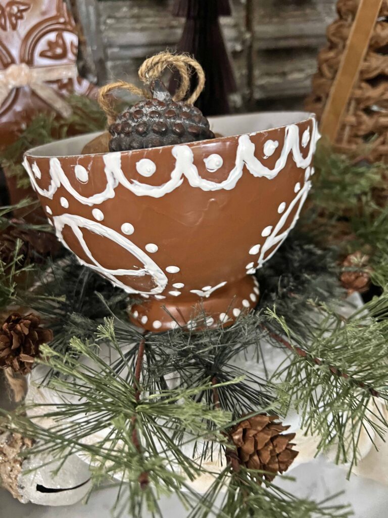 gingerbread decor from thrifted mug