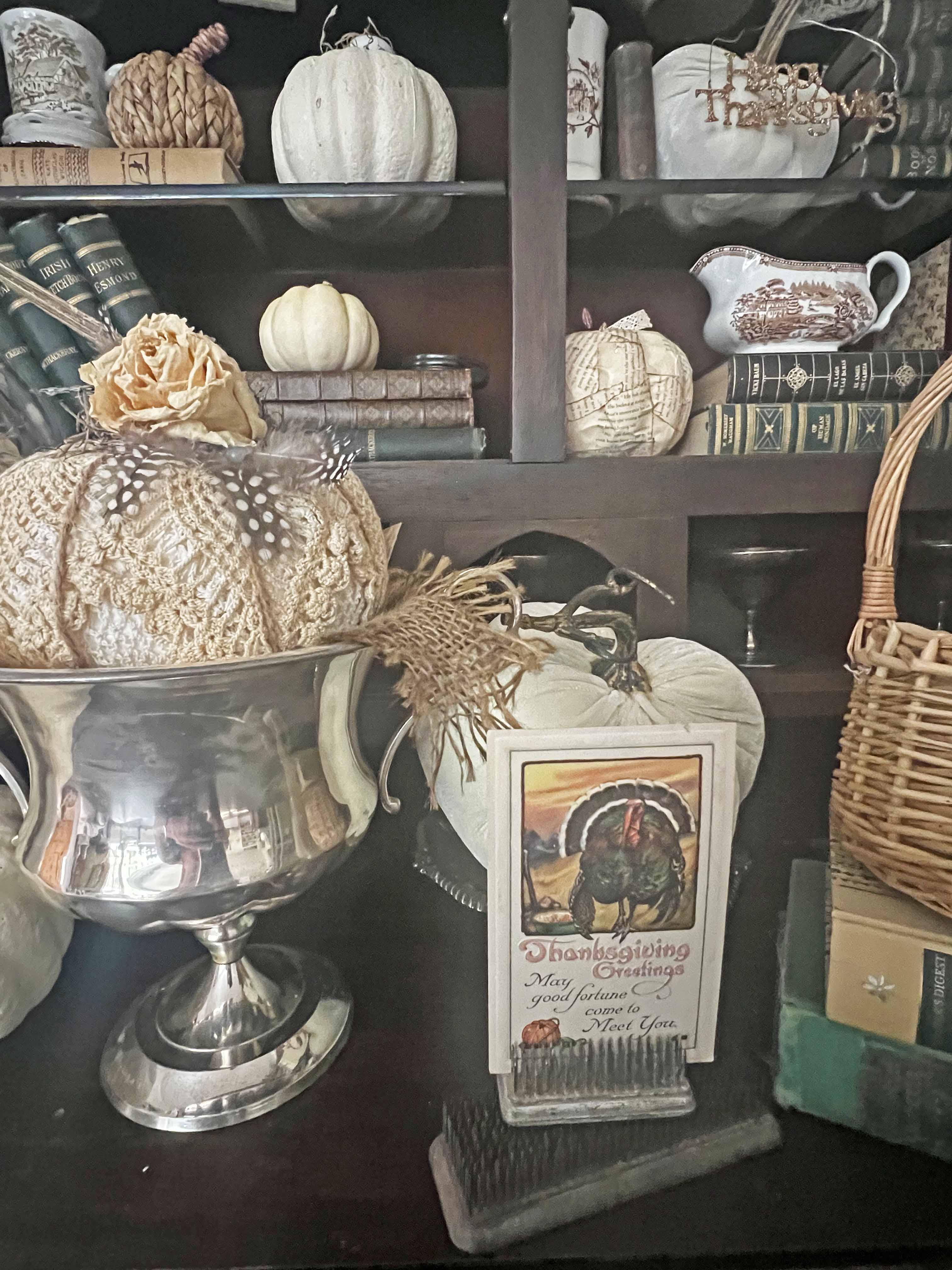 antique secretary with pumpkins