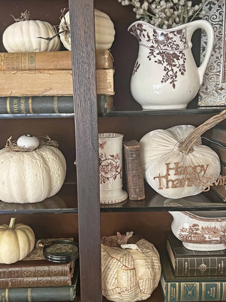 antique secretary with pumpkins