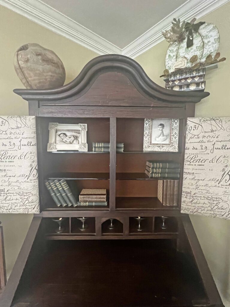 antique secretary with pumpkins