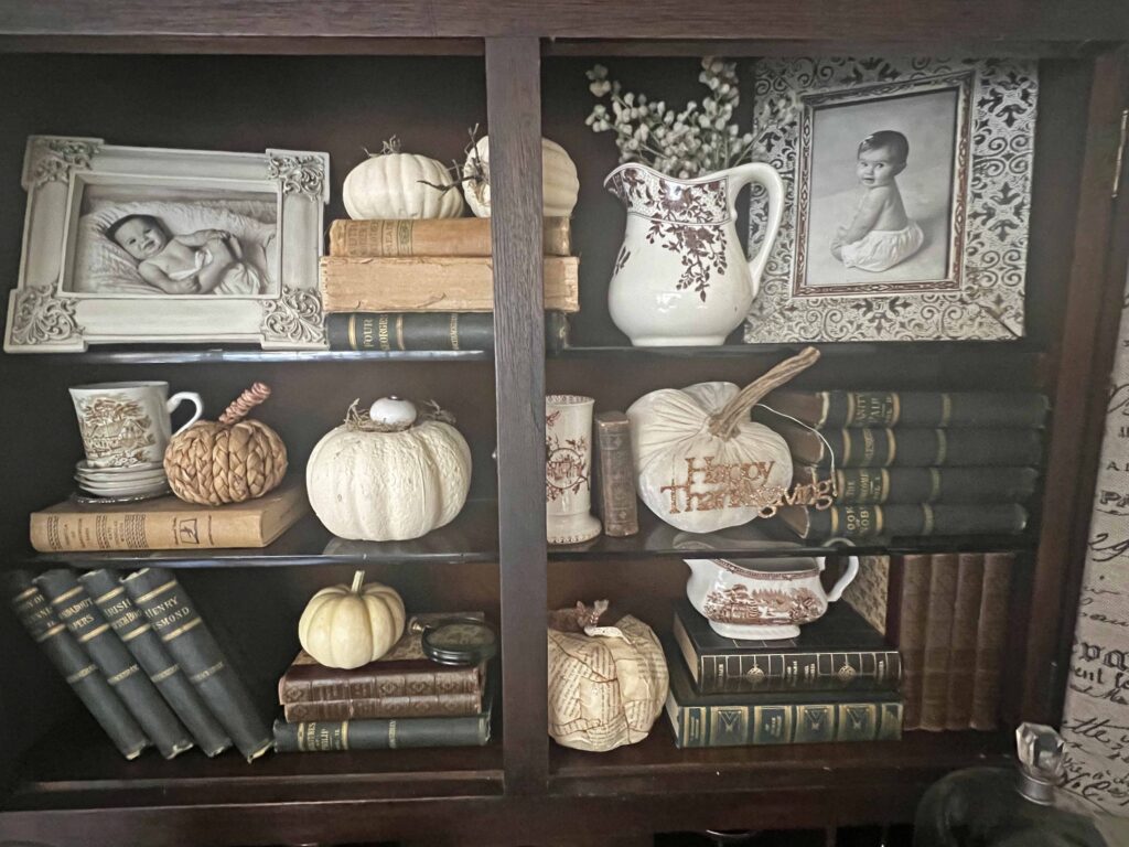antique secretary with pumpkins