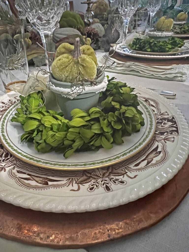 Thanksgiving lush green tablescape