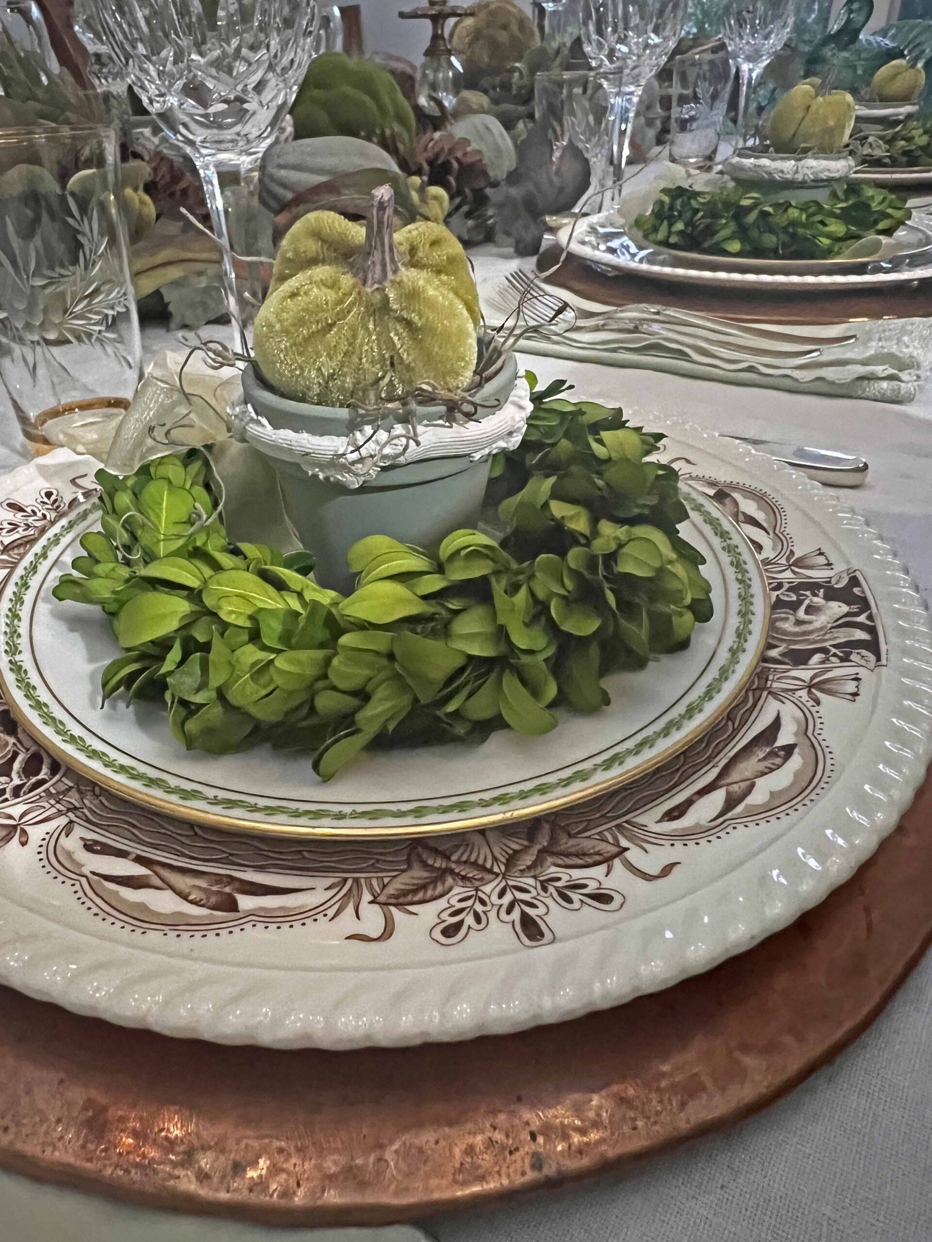 Thanksgiving lush green tablescape
