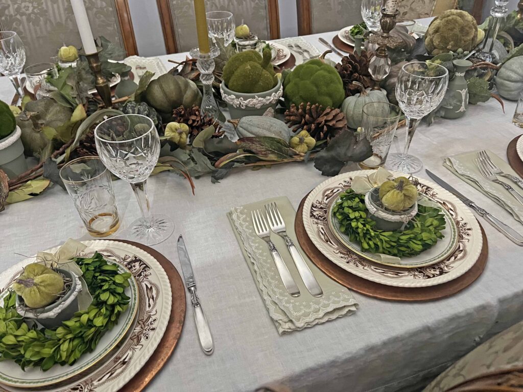 Thanksgiving lush green tablescape