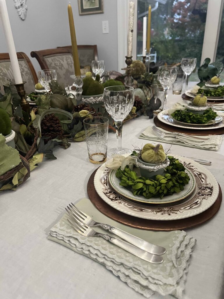 Thanksgiving lush green tablescape