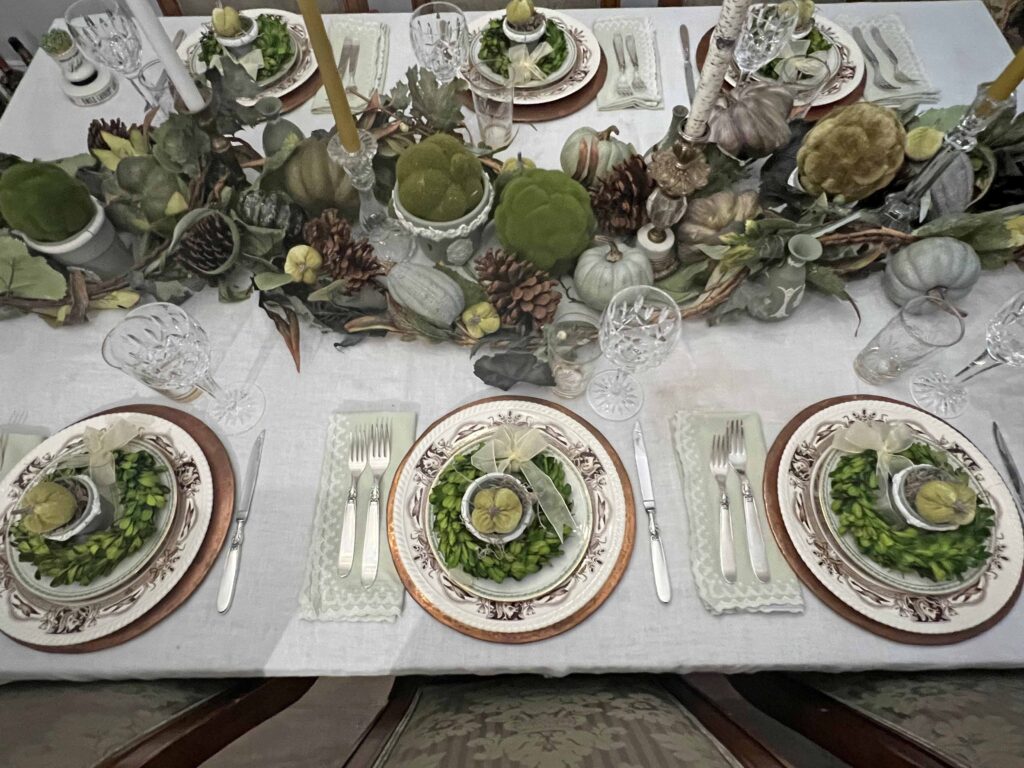 Thanksgiving lush green tablescape