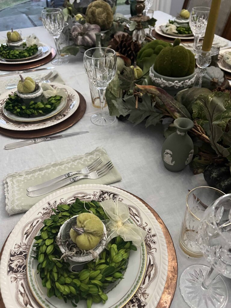 Thanksgiving lush green tablescape