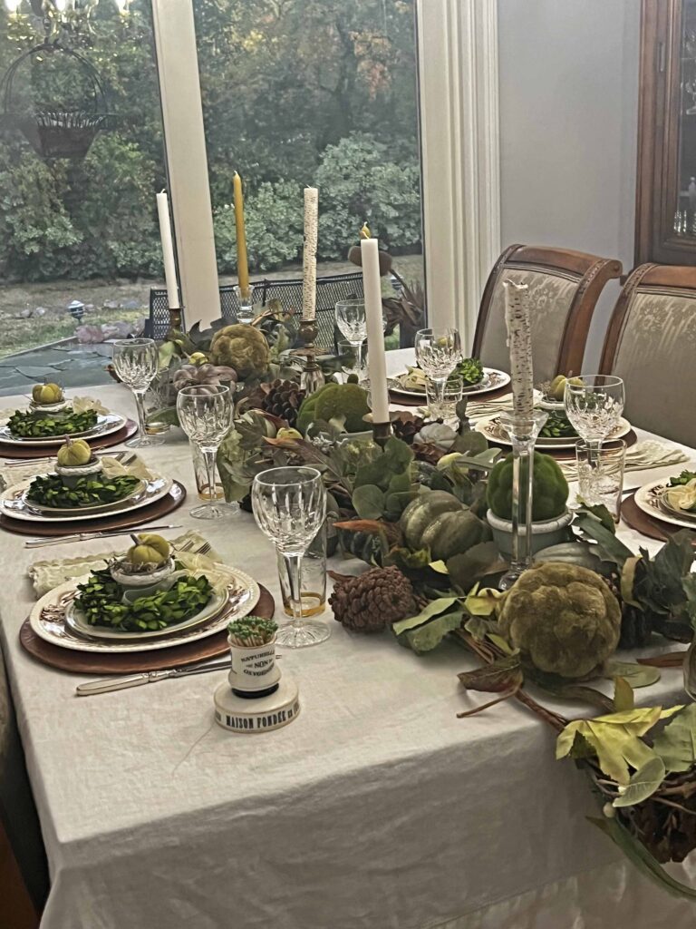 Thanksgiving lush green tablescape