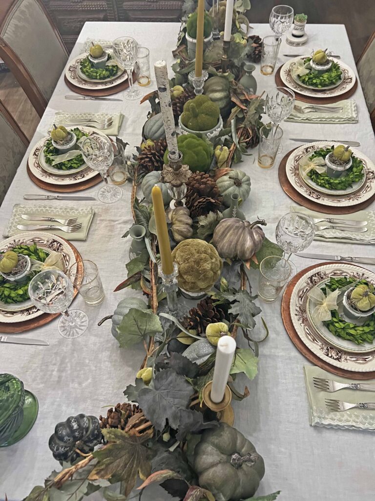 Thanksgiving lush green tablescape