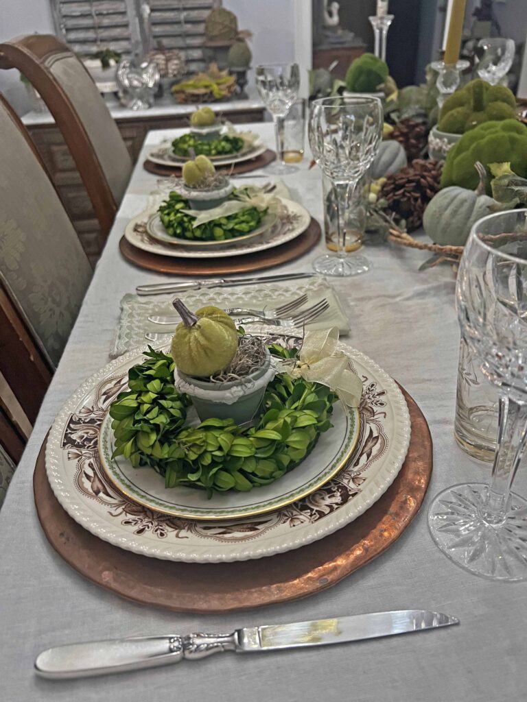 Thanksgiving lush green tablescape