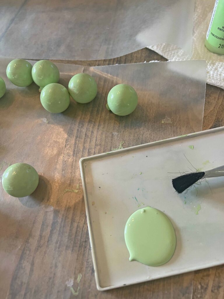 DIY vintage tinsel tree with jadeite ornaments